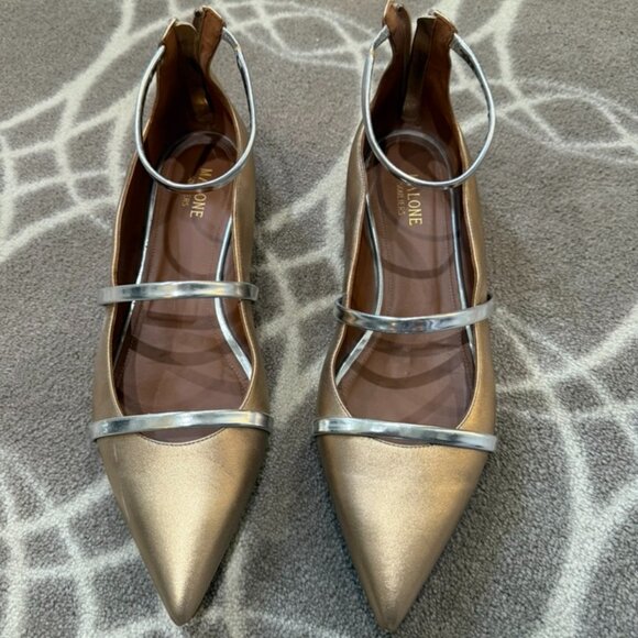 Malone Souliers Robyn Flats Metallic Gold and Silver Size 41 EU - Picture 1 of 8